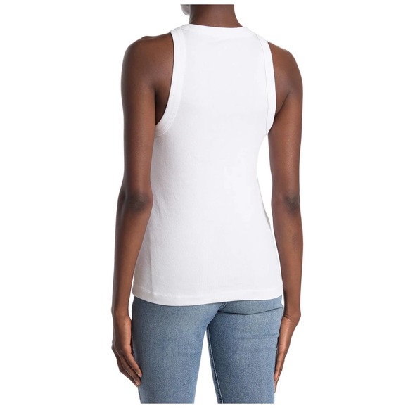 James Perse Women's Ribbed Knit Tank Top Tee T-Shirt in White - Picture 2 of 3